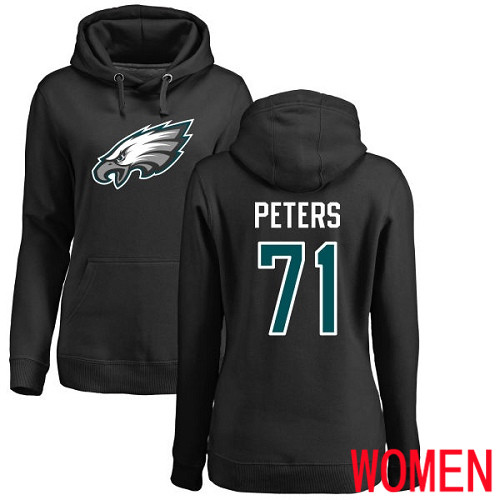Women Philadelphia Eagles #71 Jason Peters Black Name and Number Logo NFL Pullover Hoodie Sweatshirts->nfl t-shirts->Sports Accessory